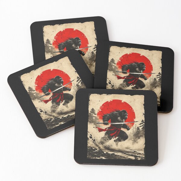 Item preview, Samurai Gorilla with Katana Japanese Warrior Red Sun designed and sold by RDGNR.
