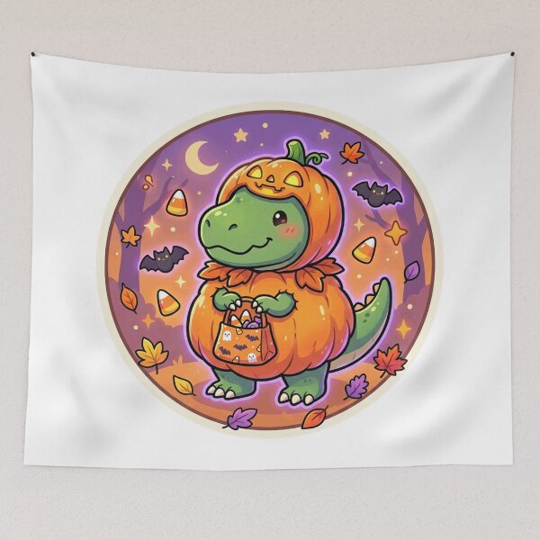 Item preview, Friendly T-Rex In A Pumpkin Costume designed and sold by ELmestka.