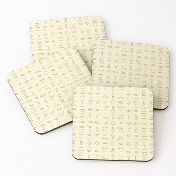 Item preview, Olive Green Ethnic Geometric Pattern on Beige Background – Boho & Tribal Style designed and sold by Wolagno.