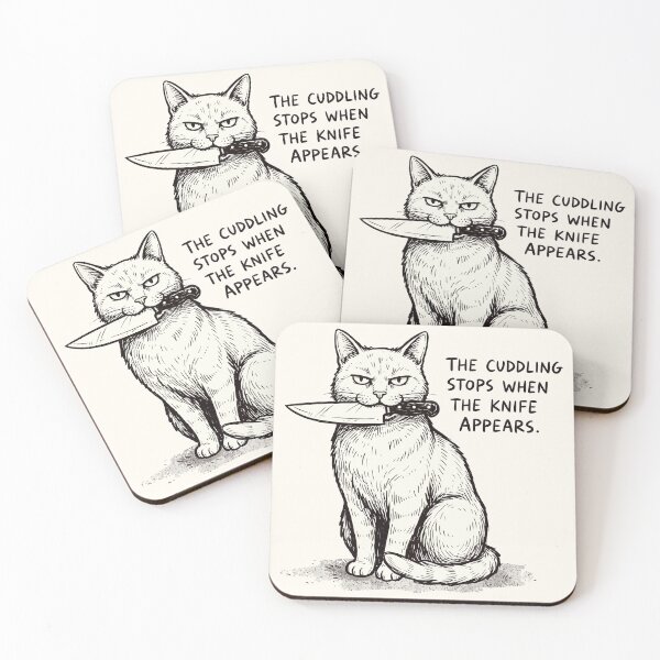 Item preview, The Cuddling Stops When The Knife Appears Funny Cat designed and sold by Amir Faysal.