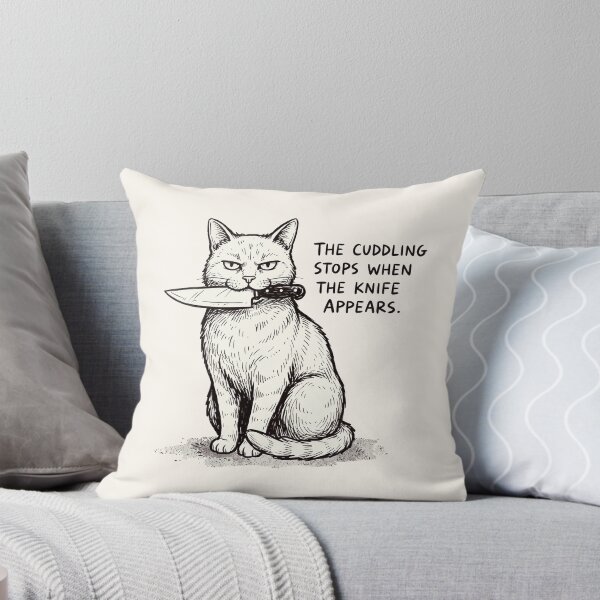 Item preview, The Cuddling Stops When The Knife Appears Funny Cat designed and sold by Amir Faysal.