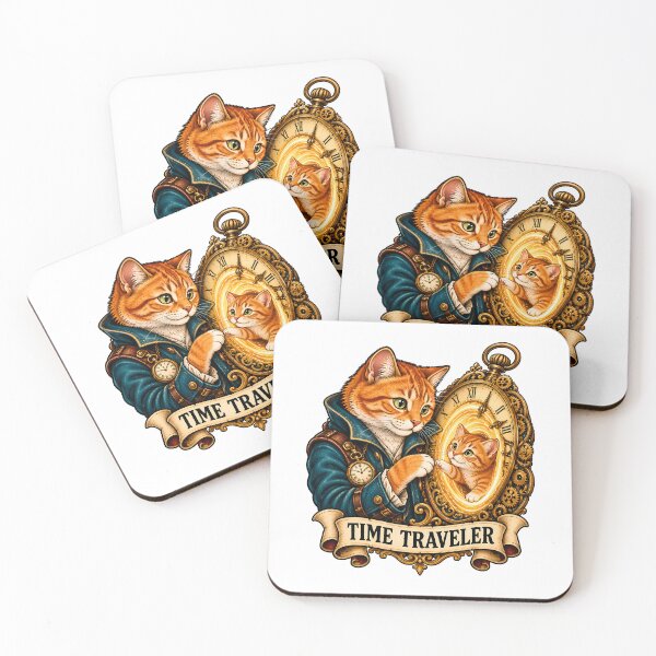 Item preview, Time Traveler Cat Steampunk Clock Fantasy designed and sold by Old's Cool Cat Studio.