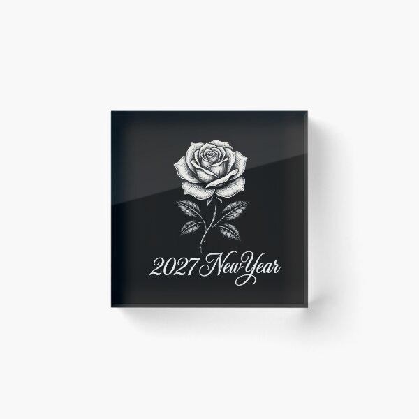 Item preview, Vintage Black Rose 2027 New Year – Engraved Style Floral Art with Calligraphy designed and sold by fawzimorsy.