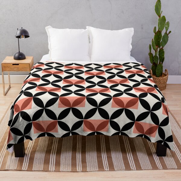 Item preview, Retro Black and Terracotta Geometric Flower Pattern designed and sold by ArtwithRabbit.