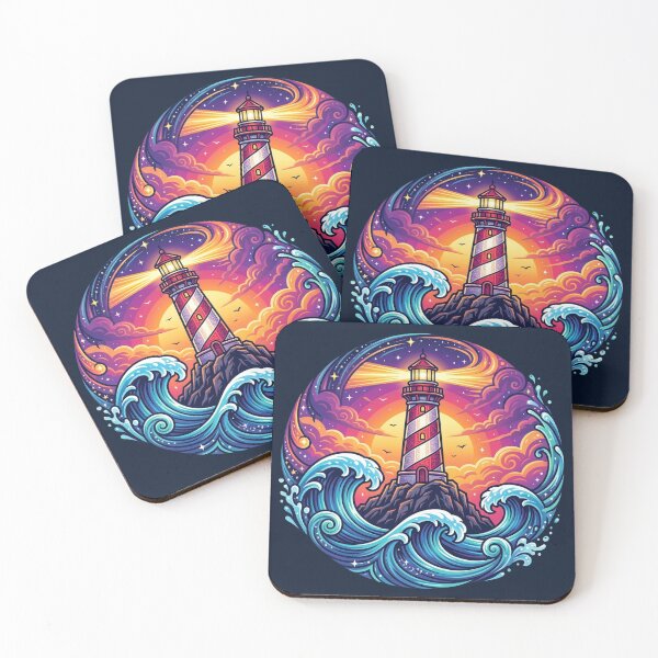 Item preview, Cosmic Lighthouse - Vibrant Ocean Waves and Starry Night Sky designed and sold by Chroma Dreams .