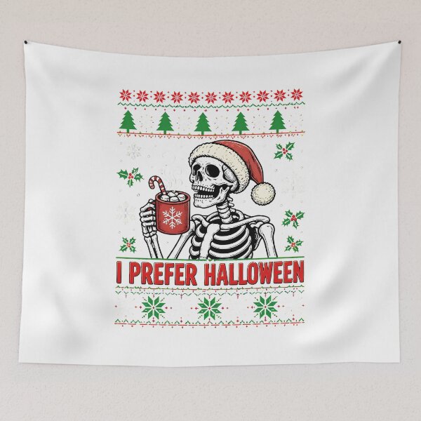 Item preview, I Prefer Halloween Skeleton Hot Cocoa Ugly Sweater designed and sold by Maladies.