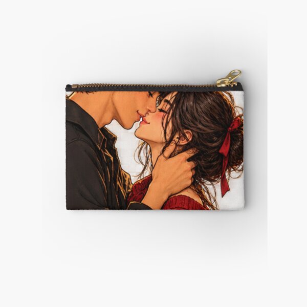 Item preview, First Kiss - Cute Romantic Anime Couple Kissing Art designed and sold by ArtByKapil.
