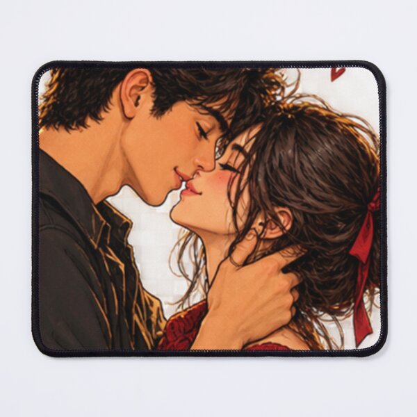Item preview, First Kiss - Cute Romantic Anime Couple Kissing Art designed and sold by ArtByKapil.