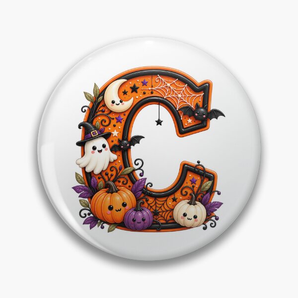 Item preview, Cute Halloween Letter C Ghost Pumpkin Spider Moon designed and sold by JolinChinn.