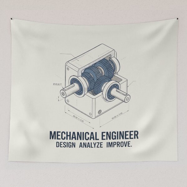 Item preview, Mechanical Engineer Precision Gearbox Technical Illustration designed and sold by Amr Darwish Graphic designer.