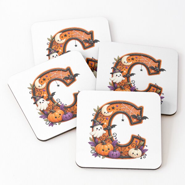 Item preview, Cute Halloween Letter C Ghost Pumpkin Spider Moon designed and sold by JolinChinn.