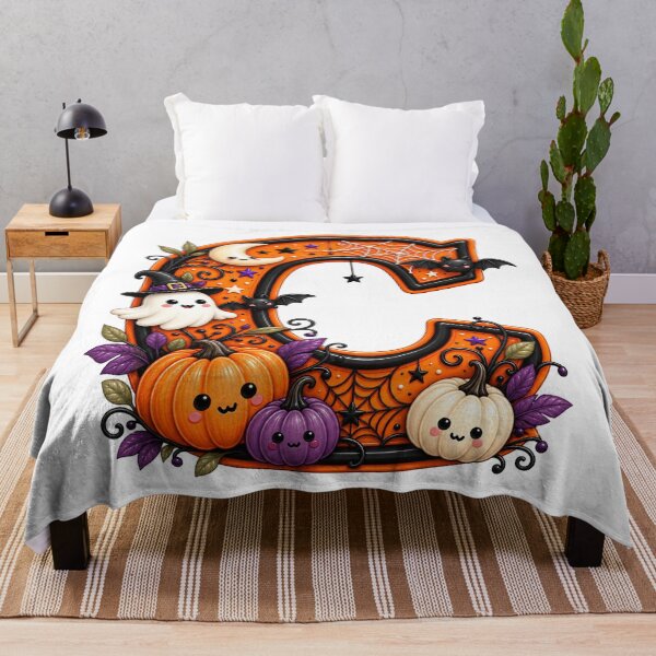 Item preview, Cute Halloween Letter C Ghost Pumpkin Spider Moon designed and sold by JolinChinn.