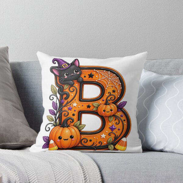 Item preview, Cute Halloween Letter B Black Cat Pumpkin designed and sold by JolinChinn.