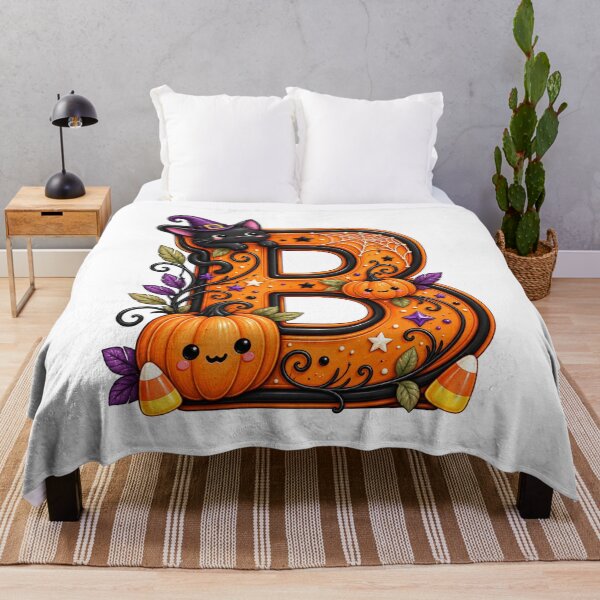 Item preview, Cute Halloween Letter B Black Cat Pumpkin designed and sold by JolinChinn.