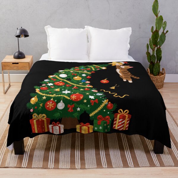 Item preview, Funny cat Christmas Trees Printed T-Shirt Cute Xmas Holiday Tee Tops designed and sold by Colorfulman.