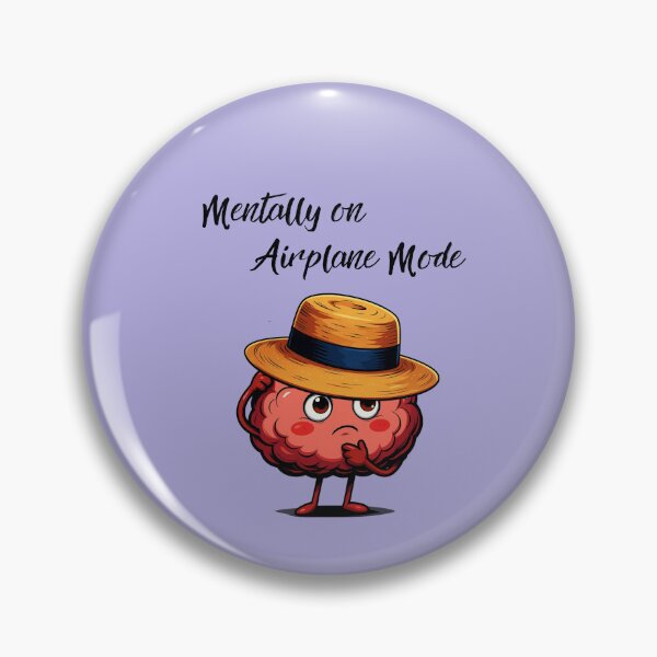 Item preview, Mentally on Airplane Mode Cute Cartoon Brain Introvert Humor designed and sold by tinkeybabes.