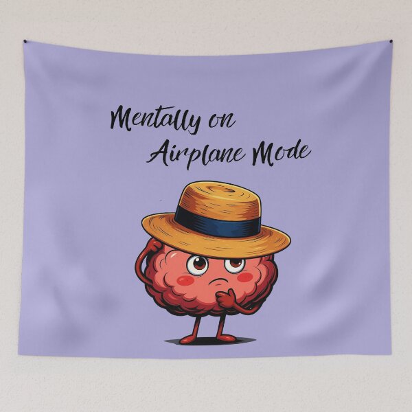 Item preview, Mentally on Airplane Mode Cute Cartoon Brain Introvert Humor designed and sold by tinkeybabes.