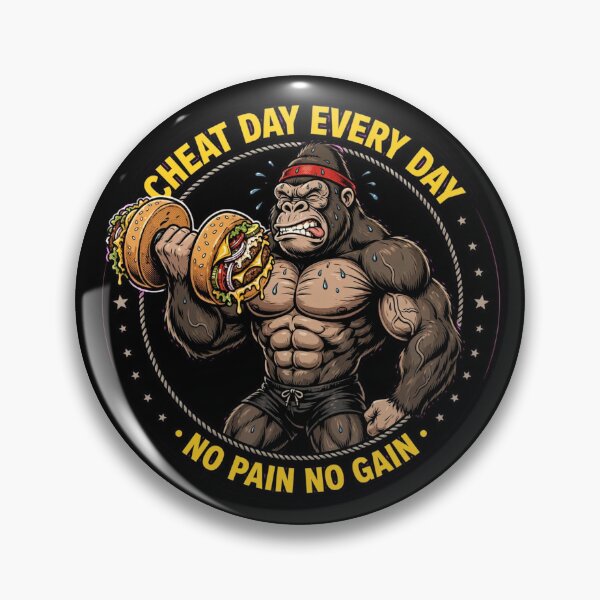 Item preview, Cheat Day Every Day Gorilla Funny Gym Workout Bodybuilding Burger Lover designed and sold by StrongEveryDayStore.