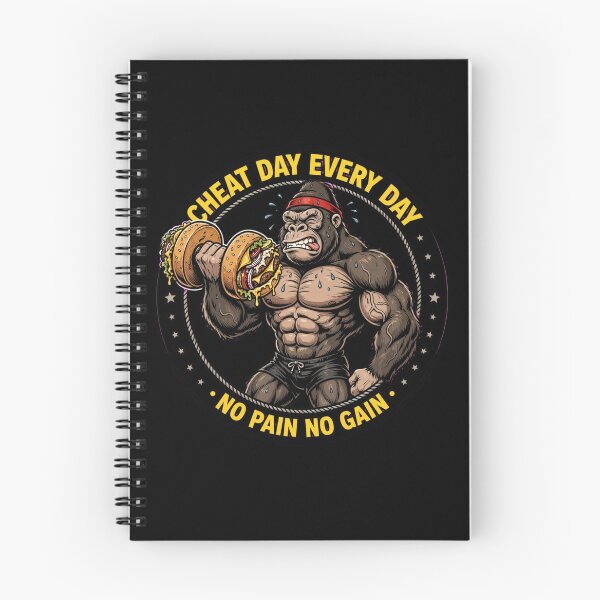 Item preview, Cheat Day Every Day Gorilla Funny Gym Workout Bodybuilding Burger Lover designed and sold by StrongEveryDayStore.