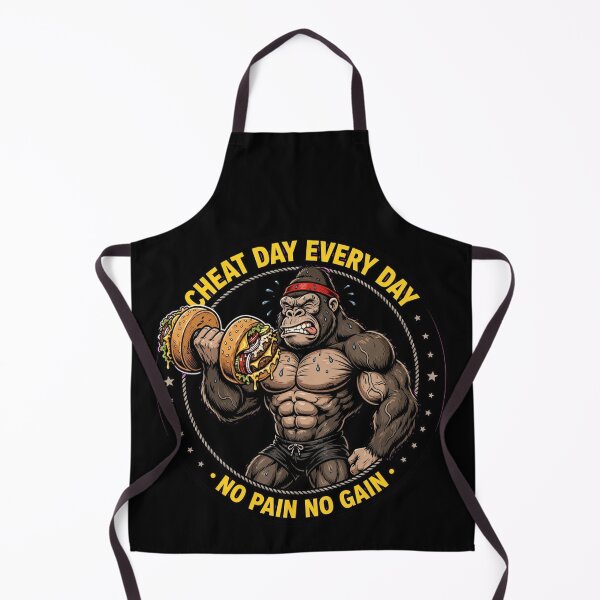 Item preview, Cheat Day Every Day Gorilla Funny Gym Workout Bodybuilding Burger Lover designed and sold by StrongEveryDayStore.