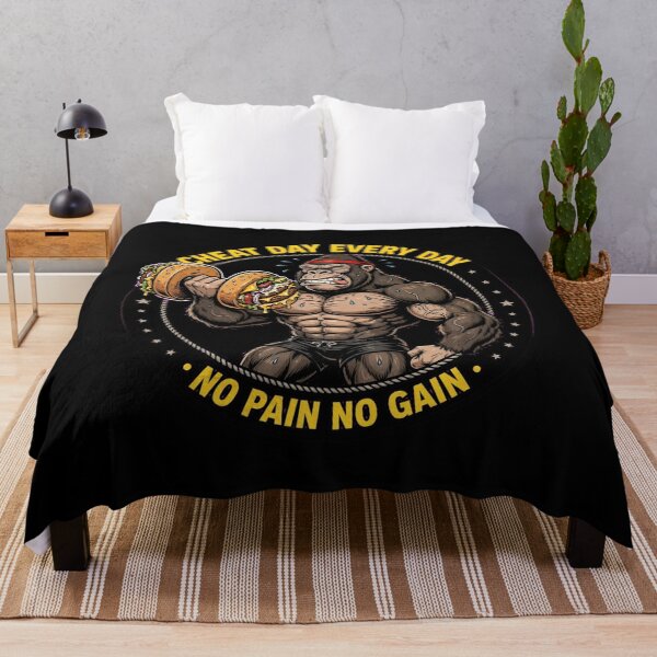 Item preview, Cheat Day Every Day Gorilla Funny Gym Workout Bodybuilding Burger Lover designed and sold by StrongEveryDayStore.