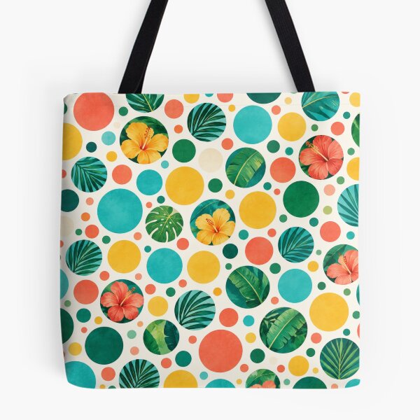 Item preview, Tropical Hibiscus Palm Leaves Polka Dots Aesthetic Seamless Pattern designed and sold by Shivora Studio.
