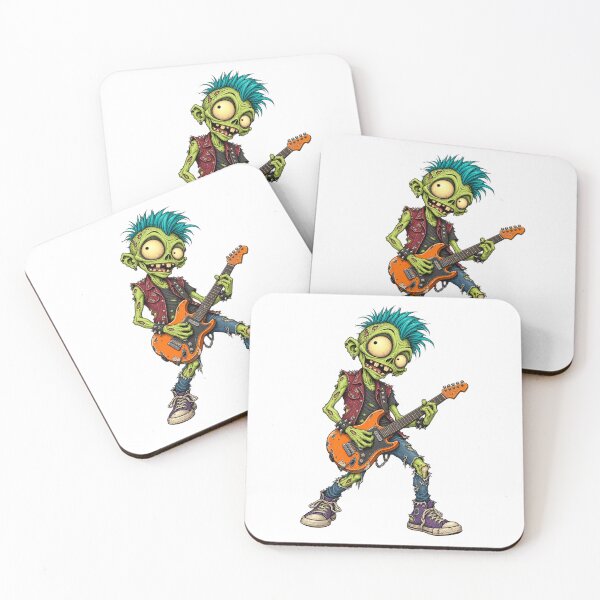 Item preview, Punk Rock Zombie with Electric Guitar designed and sold by RetroPop23.