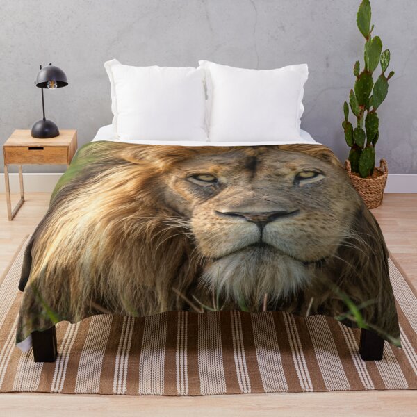 Item preview, Majestic African Lion Close-Up Portrait – Wild Lion Resting in Tall Grass designed and sold by LazyOwlStore.
