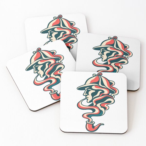 Item preview, Sherlock Holmes: Coral and Teal Smoke Portrait designed and sold by Fenay Designs.