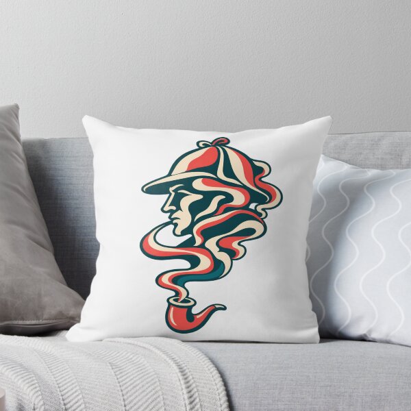 Item preview, Sherlock Holmes: Coral and Teal Smoke Portrait designed and sold by Fenay Designs.