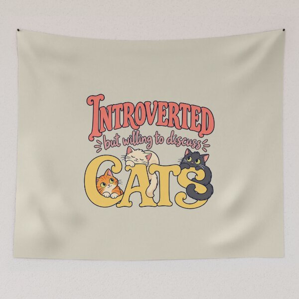 Item preview, introverted but willing to discuss cats designed and sold by MoodleDoon.