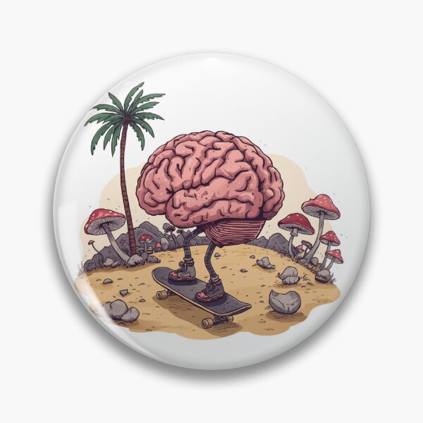 Item preview, Skateboarding Brain in a Mushroom Desert | Surreal Overthinker Art designed and sold by catcurio.