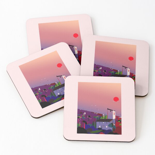 Item preview, Sunset Landscape: A Geometric Village designed and sold by ArtbyADriben.