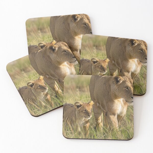 Item preview, Lioness and Curious Lion Cub Exploring the African Savanna – Wildlife Photography designed and sold by LazyOwlStore.