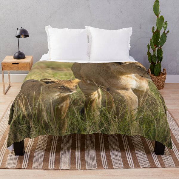 Item preview, Lioness and Curious Lion Cub Exploring the African Savanna – Wildlife Photography designed and sold by LazyOwlStore.