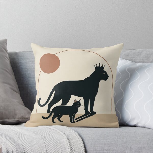 Item preview, Black Cat Panther Shadow Crown Inner Strength Minimalist Boho Mid Century Art designed and sold by Dogandesighn.