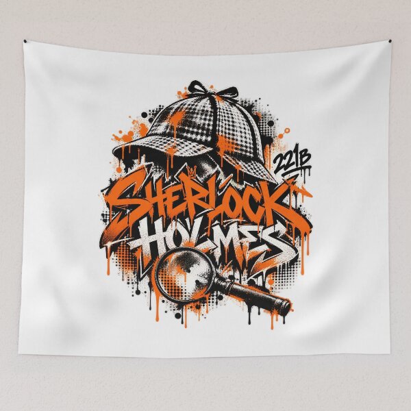 Item preview, Sherlock Holmes: Orange Graffiti Deerstalker Clues designed and sold by Fenay Designs.