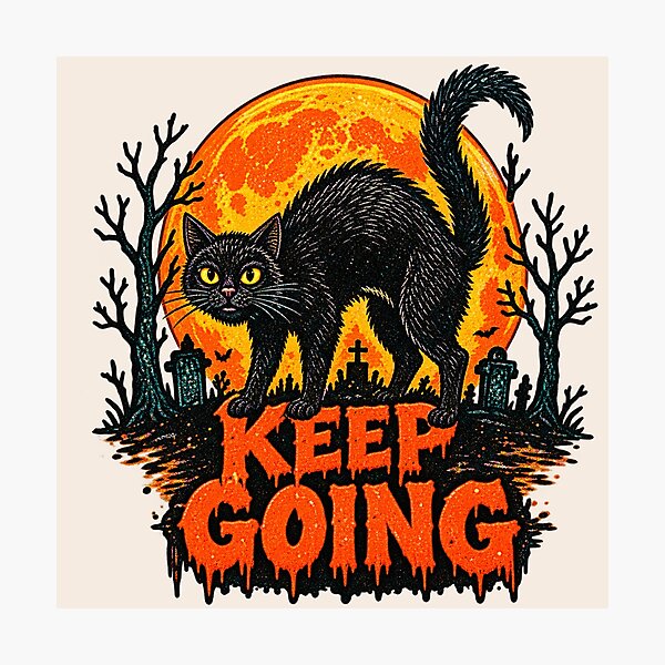 Item preview, Keep Going Halloween Black Cat Graveyard designed and sold by lungpleecha.