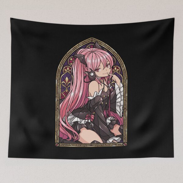 Item preview, Krul Tepes Seraph End Playful Gothic Stained Glass Pink Hair Portrait designed and sold by mildaclairmo.