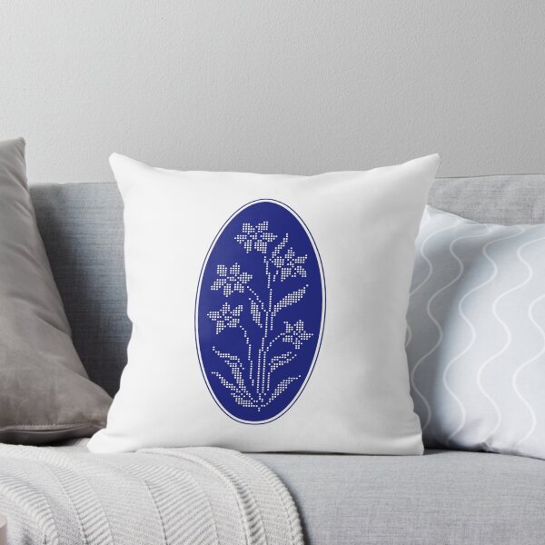 Item preview, Vintage Blue Botanical Floral Motif in Oval Frame - 03 designed and sold by ivyysophia.