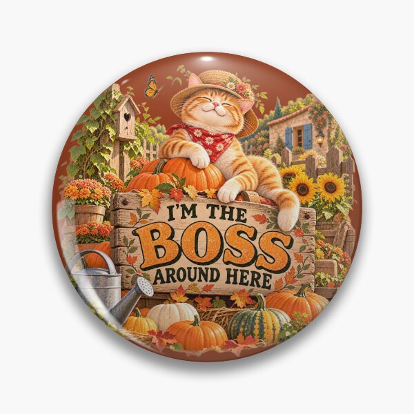 Item preview, The Garden Boss – Funny Cat and Pumpkin Patch designed and sold by Salem Garden Stories.