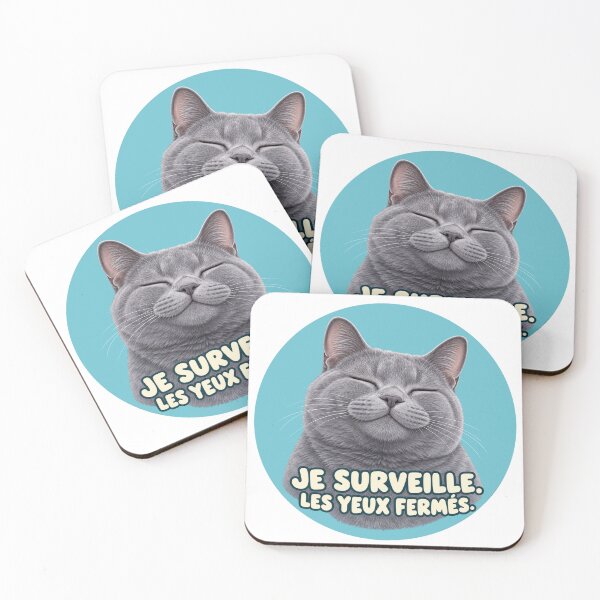 Item preview, Chartreux cat – I watch with my eyes closed – Humorous grey cat designed and sold by ateliermnp.