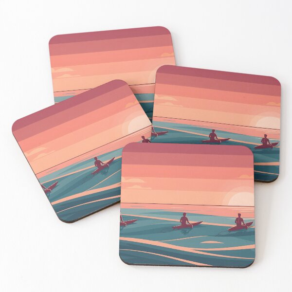 Item preview, Three Surfers on Calm Ocean at Sunset designed and sold by homydesign.