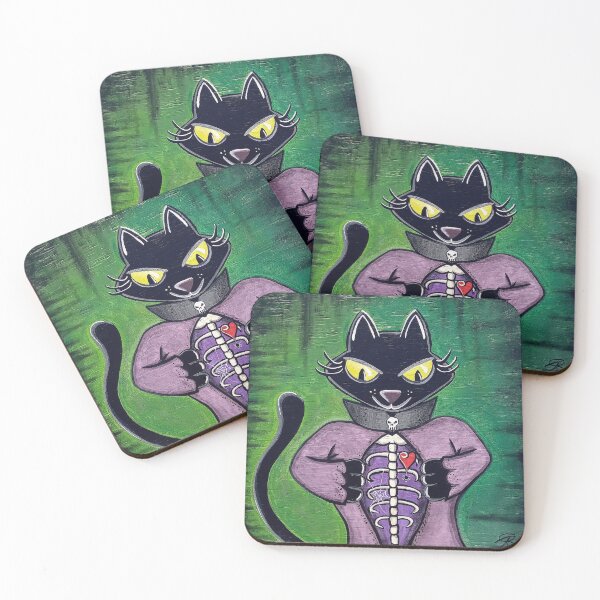 Item preview, Funky Halloween Black Cat With Skeleton Chest designed and sold by TheRainFamily.