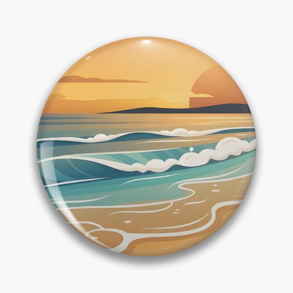 Item preview, Serene tropical beach at sunset with rolling waves and a palm tree designed and sold by homydesign.