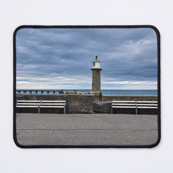 Item preview, Whitby West Pier Lighthouse and Promenade Benches designed and sold by Astute-Artio-Photography.