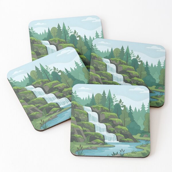 Item preview, Scenic waterfall cascading through a lush green forest designed and sold by homydesign.