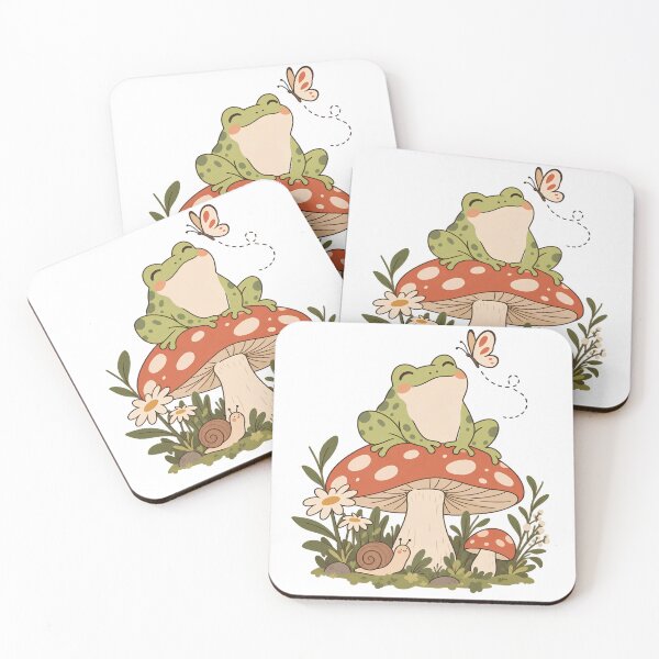 Item preview, Cute Frog on Mushroom with Snail and Butterfly – Cottagecore Nature Art designed and sold by IslandWild Co.