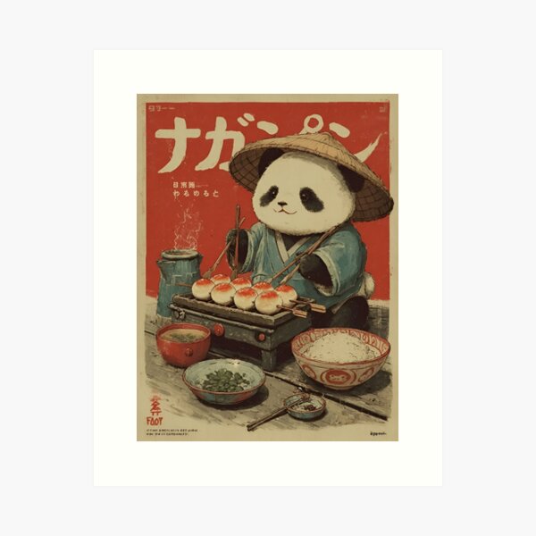 Item preview, Panda Street Food Chef – Vintage Japanese Food Art designed and sold by tasnimsultana.