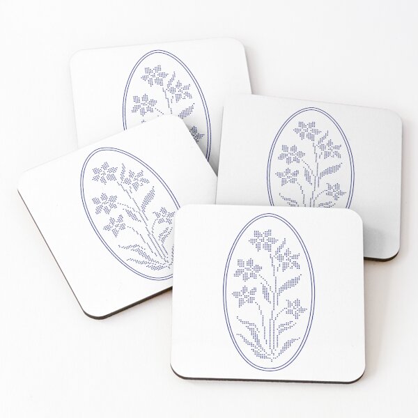 Item preview, Vintage Blue Botanical Floral Motif in Oval Frame - 04 designed and sold by ivyysophia.